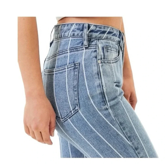 PACSUN Window Pane Striped High Rise Mom Jeans Straight Leg Cotton Denim Size 26 - Picture 3 of 10